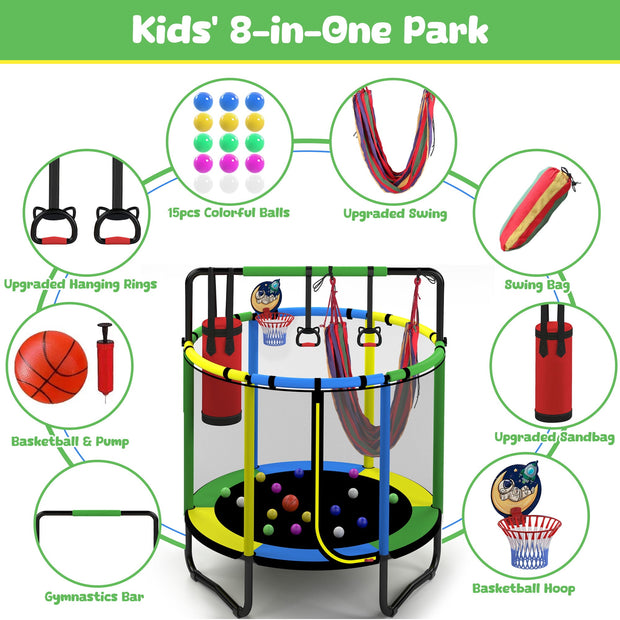 55-Inch Kids Trampoline with Basketball Hoop &amp; Accessories