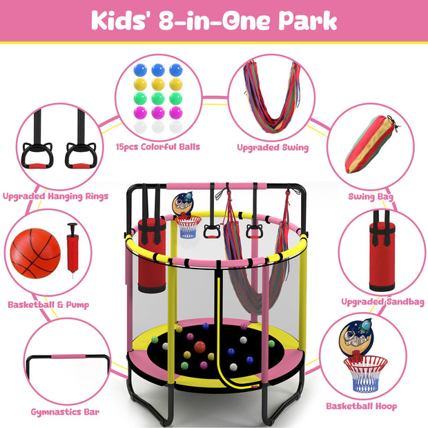 55-Inch Kids Trampoline with Basketball Hoop &amp; Accessories