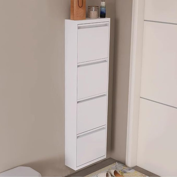 Wall-Mounted Slim Shoe Cabinet – Hidden Flip Drawer Storage