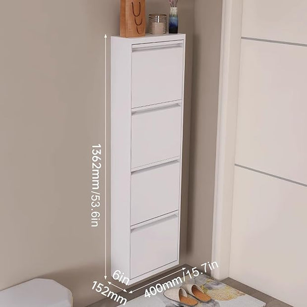 Wall-Mounted Slim Shoe Cabinet – Hidden Flip Drawer Storage