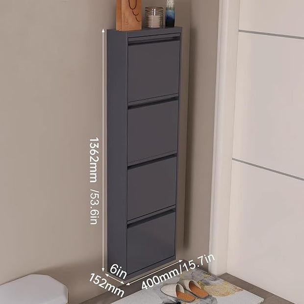 Wall-Mounted Slim Shoe Cabinet – Hidden Flip Drawer Storage