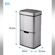 80L Smart Motion Sensor Trash Can – Stainless Steel