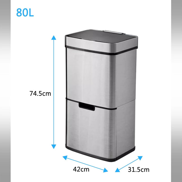 80L Smart Motion Sensor Trash Can – Stainless Steel