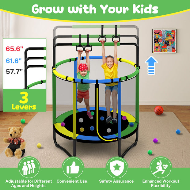 55-Inch Kids Trampoline with Basketball Hoop &amp; Accessories