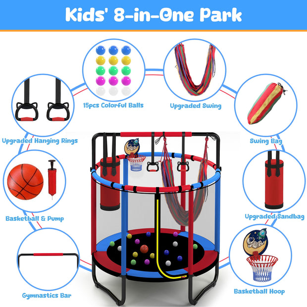 55-Inch Kids Trampoline with Basketball Hoop &amp; Accessories