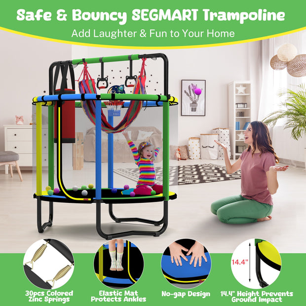 55-Inch Kids Trampoline with Basketball Hoop &amp; Accessories