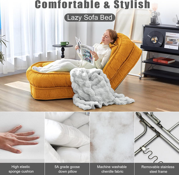 Foldable Floor Sofa Bed – Adjustable Lounge Chair for Adults, Kids &amp; Pets
