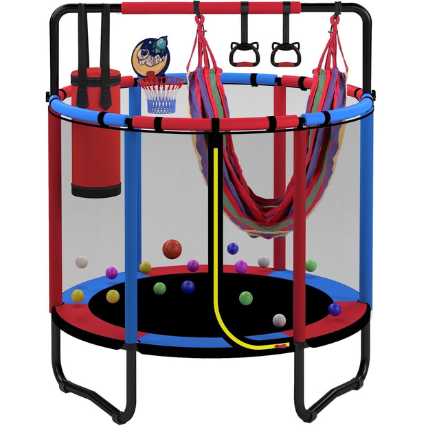 55-Inch Kids Trampoline with Basketball Hoop &amp; Accessories