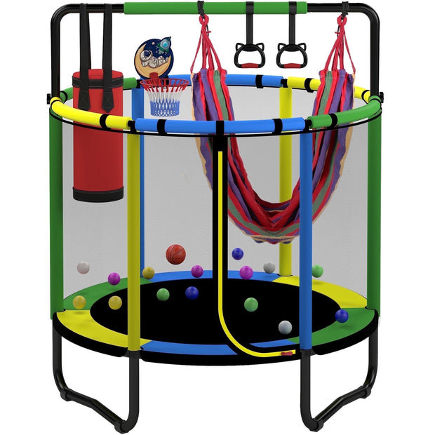 55-Inch Kids Trampoline with Basketball Hoop &amp; Accessories