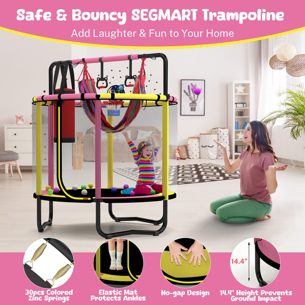 55-Inch Kids Trampoline with Basketball Hoop &amp; Accessories