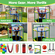 55-Inch Kids Trampoline with Basketball Hoop &amp; Accessories